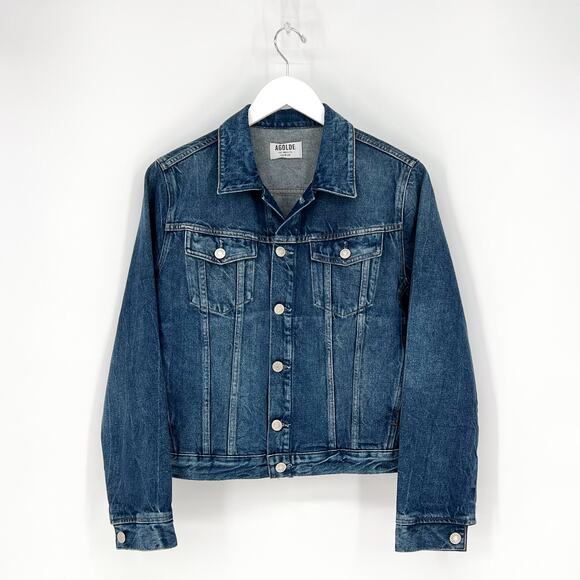 AGOLDE Vivian Denim Jacket Record Wash Classic Trucker Size L - Picture 5 of 9